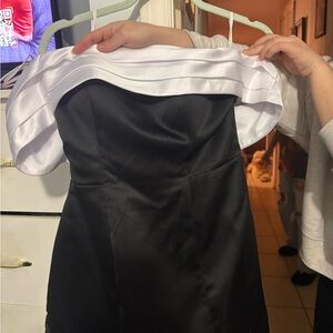 Elegant Black and White Off-Shoulder Dress